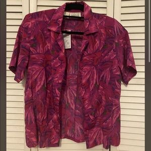 Thrifted floral print shoulder pad womens shirt size 8P